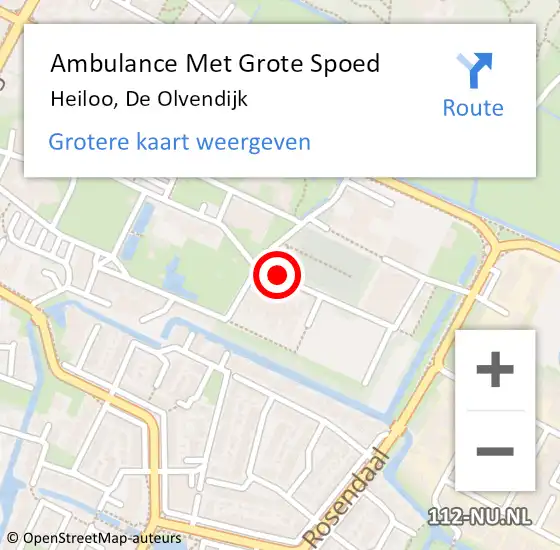 Locatie op kaart van de 112 melding: Ambulance Met Grote Spoed Naar Heiloo, De Olvendijk op 20 april 2024 22:29