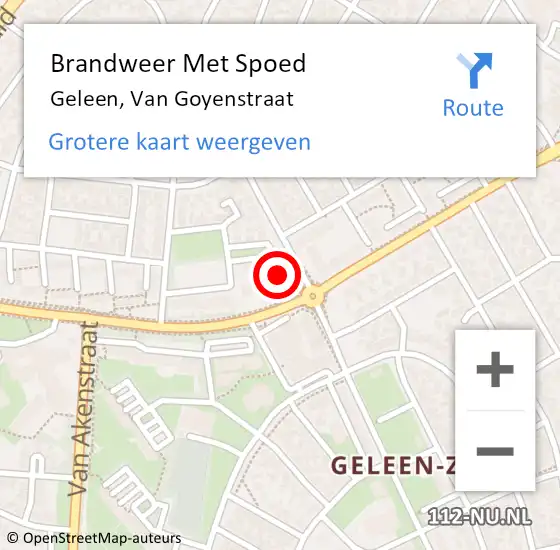 Locatie op kaart van de 112 melding: Brandweer Met Spoed Naar Geleen, Van Goyenstraat op 20 april 2024 22:41
