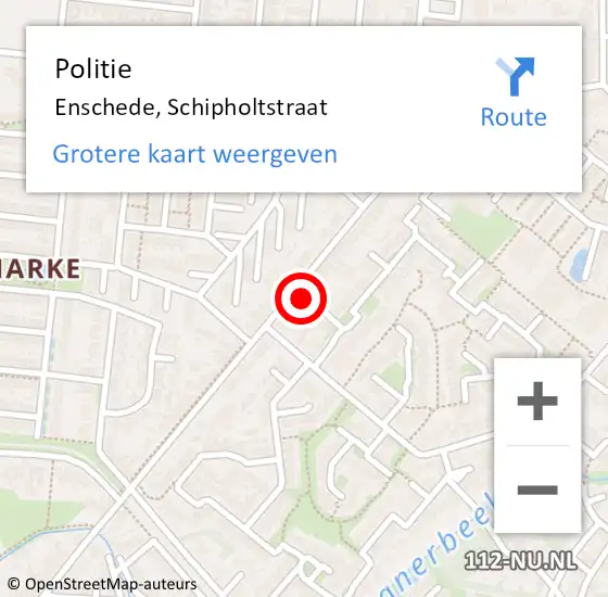 Locatie op kaart van de 112 melding: Politie Enschede, Schipholtstraat op 20 april 2024 22:42