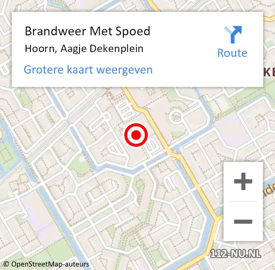 Locatie op kaart van de 112 melding: Brandweer Met Spoed Naar Hoorn, Aagje Dekenplein op 20 april 2024 22:44