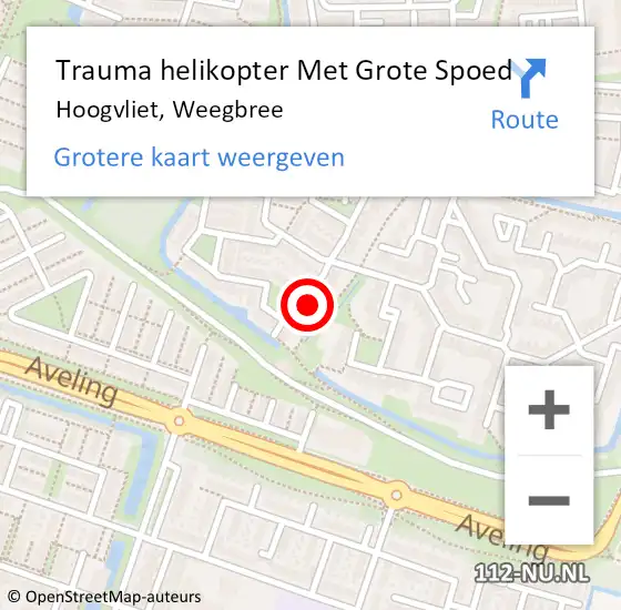 Locatie op kaart van de 112 melding: Trauma helikopter Met Grote Spoed Naar Hoogvliet, Weegbree op 20 april 2024 22:45