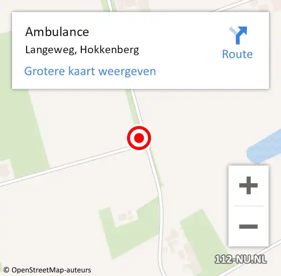 Locatie op kaart van de 112 melding: Ambulance Langeweg, Hokkenberg op 20 april 2024 23:12