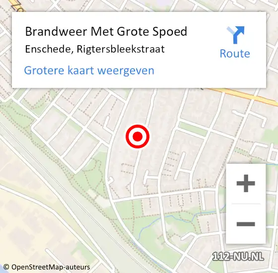 Locatie op kaart van de 112 melding: Brandweer Met Grote Spoed Naar Enschede, Rigtersbleekstraat op 20 april 2024 23:34