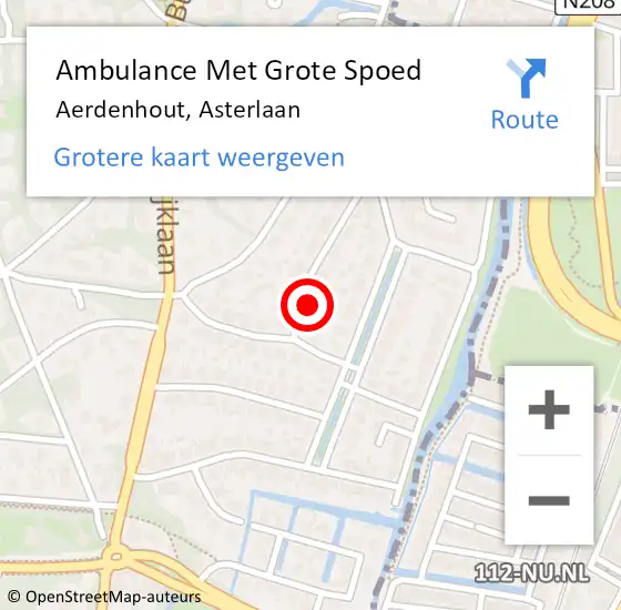 Locatie op kaart van de 112 melding: Ambulance Met Grote Spoed Naar Aerdenhout, Asterlaan op 20 april 2024 23:39