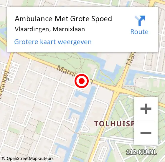 Locatie op kaart van de 112 melding: Ambulance Met Grote Spoed Naar Vlaardingen, Marnixlaan op 20 april 2024 23:40