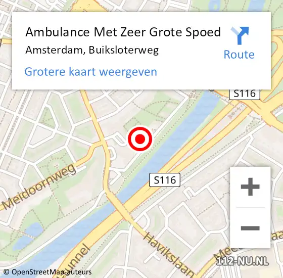 Locatie op kaart van de 112 melding: Ambulance Met Zeer Grote Spoed Naar Amsterdam, Buiksloterweg op 20 april 2024 23:46