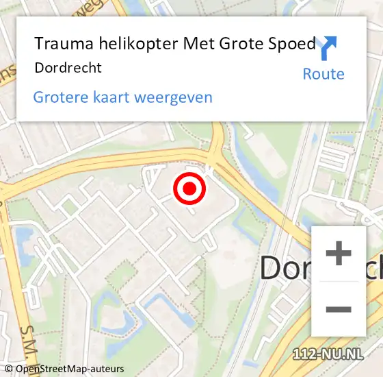 Locatie op kaart van de 112 melding: Trauma helikopter Met Grote Spoed Naar Dordrecht op 20 april 2024 23:50
