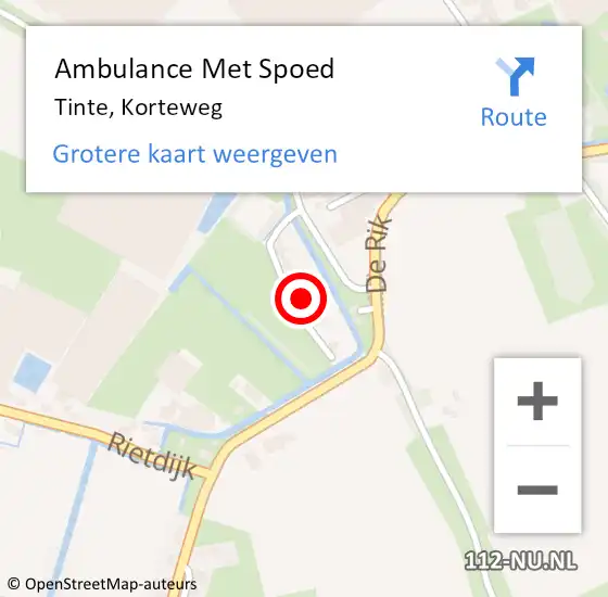 Locatie op kaart van de 112 melding: Ambulance Met Spoed Naar Tinte, Korteweg op 20 april 2024 23:52