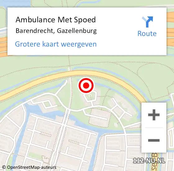 Locatie op kaart van de 112 melding: Ambulance Met Spoed Naar Barendrecht, Gazellenburg op 20 april 2024 23:52