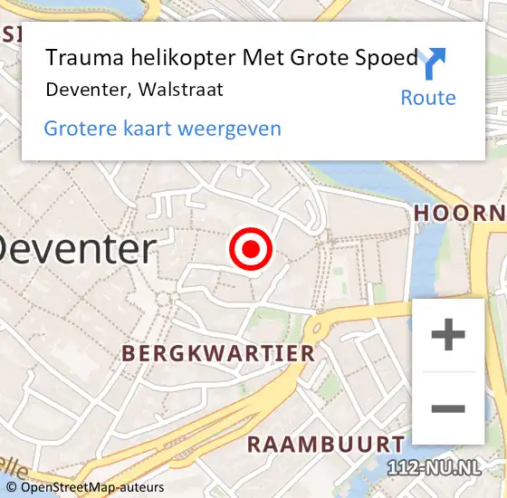 Locatie op kaart van de 112 melding: Trauma helikopter Met Grote Spoed Naar Deventer, Walstraat op 21 april 2024 00:07