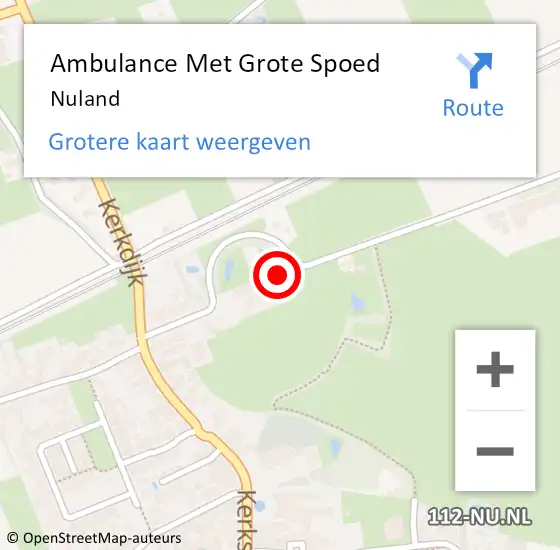 Locatie op kaart van de 112 melding: Ambulance Met Grote Spoed Naar Nuland op 21 april 2024 00:07