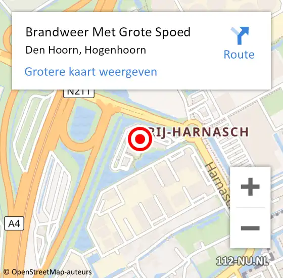 Locatie op kaart van de 112 melding: Brandweer Met Grote Spoed Naar Den Hoorn, Hogenhoorn op 21 april 2024 00:08