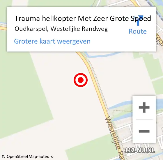 Locatie op kaart van de 112 melding: Trauma helikopter Met Zeer Grote Spoed Naar Oudkarspel, Westelijke Randweg op 21 april 2024 00:10