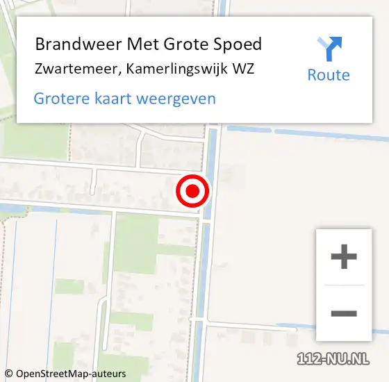 Locatie op kaart van de 112 melding: Brandweer Met Grote Spoed Naar Zwartemeer, Kamerlingswijk WZ op 21 april 2024 00:22