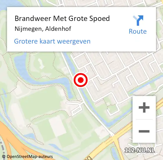 Locatie op kaart van de 112 melding: Brandweer Met Grote Spoed Naar Nijmegen, Aldenhof op 21 april 2024 01:12