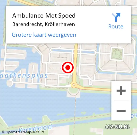 Locatie op kaart van de 112 melding: Ambulance Met Spoed Naar Barendrecht, Kröllerhaven op 21 april 2024 01:14