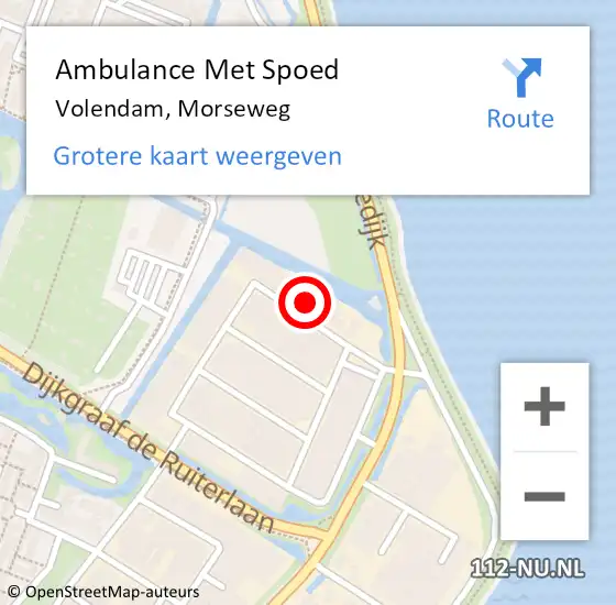 Locatie op kaart van de 112 melding: Ambulance Met Spoed Naar Volendam, Morseweg op 21 april 2024 02:02