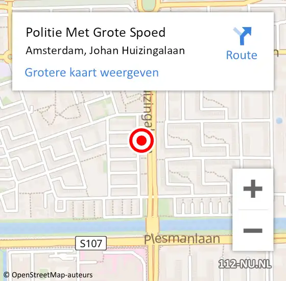 Locatie op kaart van de 112 melding: Politie Met Grote Spoed Naar Amsterdam, Johan Huizingalaan op 21 april 2024 02:15