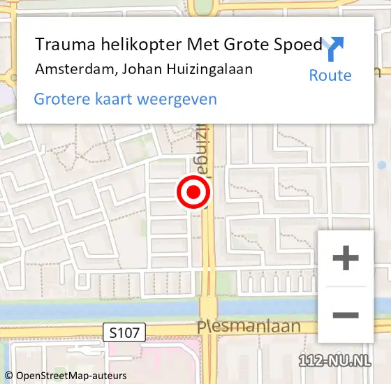 Locatie op kaart van de 112 melding: Trauma helikopter Met Grote Spoed Naar Amsterdam, Johan Huizingalaan op 21 april 2024 02:17