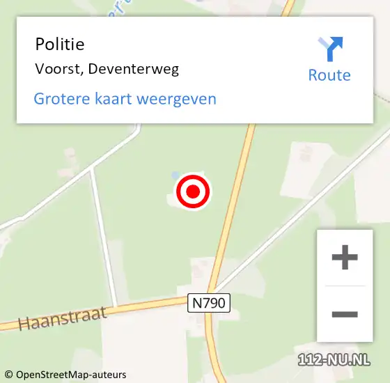 Locatie op kaart van de 112 melding: Politie Voorst, Deventerweg op 21 april 2024 02:19