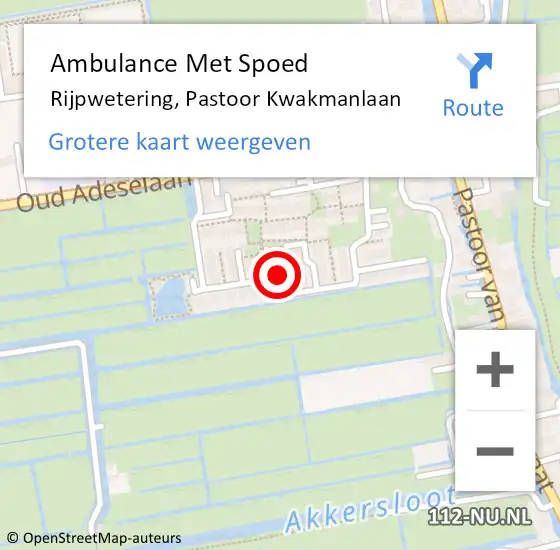 Locatie op kaart van de 112 melding: Ambulance Met Spoed Naar Rijpwetering, Pastoor Kwakmanlaan op 21 april 2024 02:41