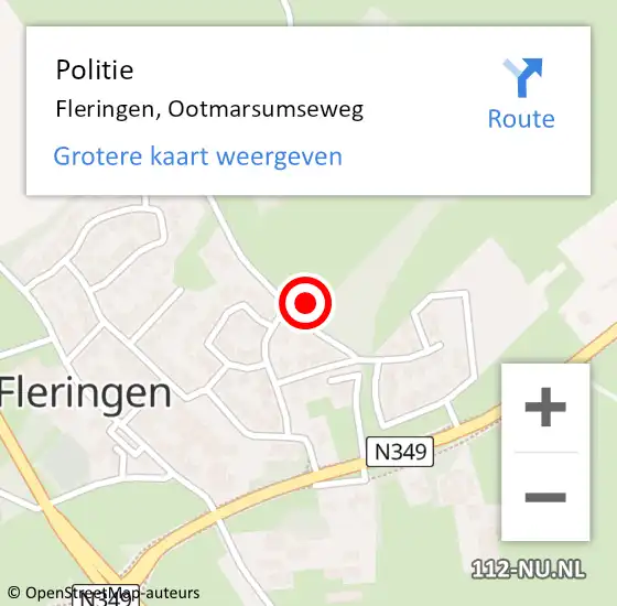Locatie op kaart van de 112 melding: Politie Fleringen, Ootmarsumseweg op 21 april 2024 03:39