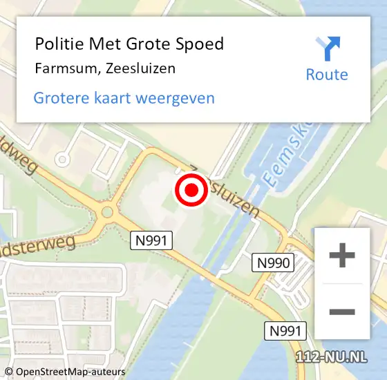 Locatie op kaart van de 112 melding: Politie Met Grote Spoed Naar Farmsum, Zeesluizen op 21 april 2024 04:09