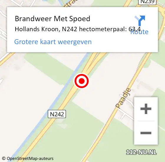 Locatie op kaart van de 112 melding: Brandweer Met Spoed Naar Hollands Kroon, N242 hectometerpaal: 63,4 op 21 april 2024 04:28