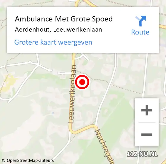 Locatie op kaart van de 112 melding: Ambulance Met Grote Spoed Naar Aerdenhout, Leeuwerikenlaan op 21 april 2024 04:49
