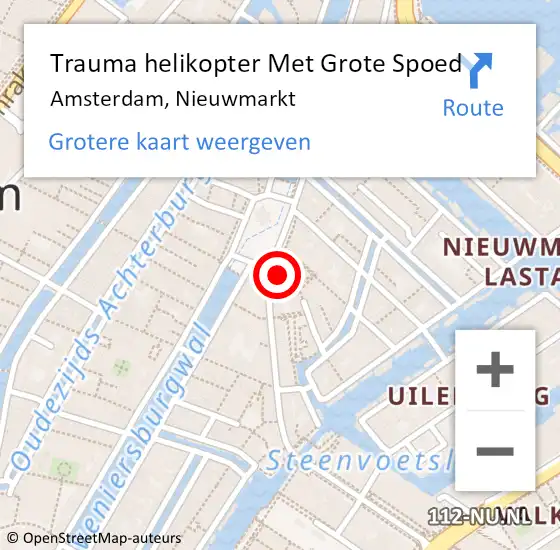 Locatie op kaart van de 112 melding: Trauma helikopter Met Grote Spoed Naar Amsterdam, Nieuwmarkt op 21 april 2024 05:36