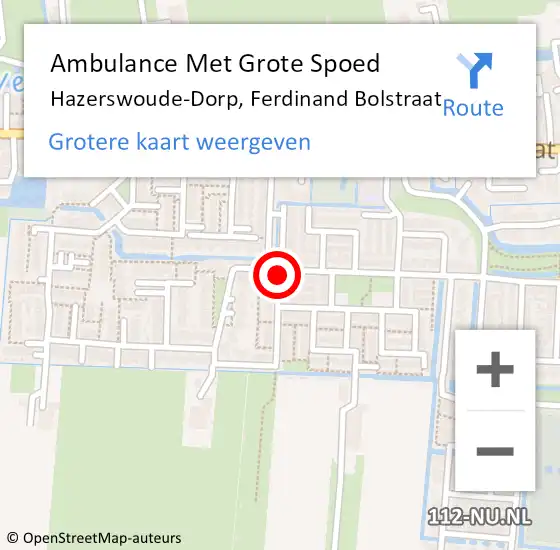 Locatie op kaart van de 112 melding: Ambulance Met Grote Spoed Naar Hazerswoude-Dorp, Ferdinand Bolstraat op 21 april 2024 06:56