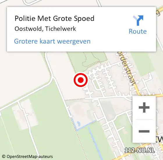 Locatie op kaart van de 112 melding: Politie Met Grote Spoed Naar Oostwold, Tichelwerk op 21 april 2024 08:29