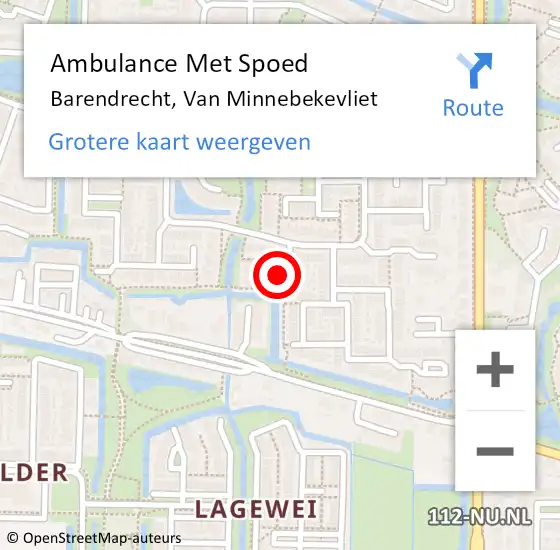 Locatie op kaart van de 112 melding: Ambulance Met Spoed Naar Barendrecht, Van Minnebekevliet op 21 april 2024 08:45