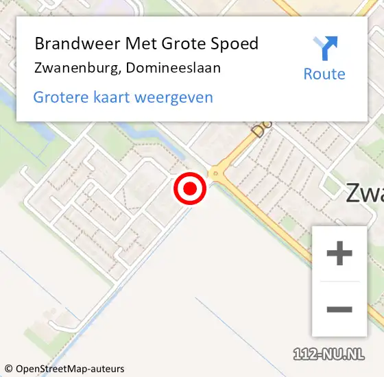 Locatie op kaart van de 112 melding: Brandweer Met Grote Spoed Naar Zwanenburg, Domineeslaan op 21 april 2024 09:08