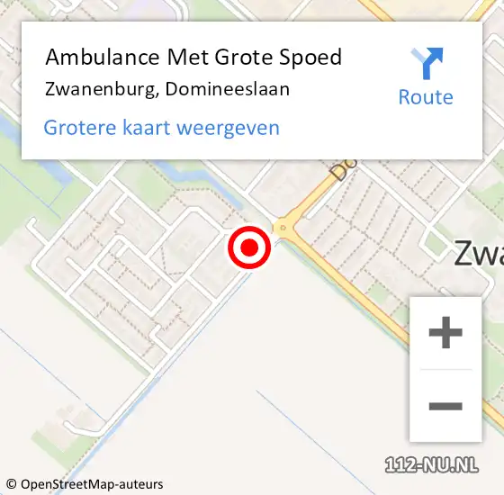 Locatie op kaart van de 112 melding: Ambulance Met Grote Spoed Naar Zwanenburg, Domineeslaan op 21 april 2024 09:08