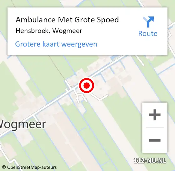 Locatie op kaart van de 112 melding: Ambulance Met Grote Spoed Naar Hensbroek, Wogmeer op 21 april 2024 09:21