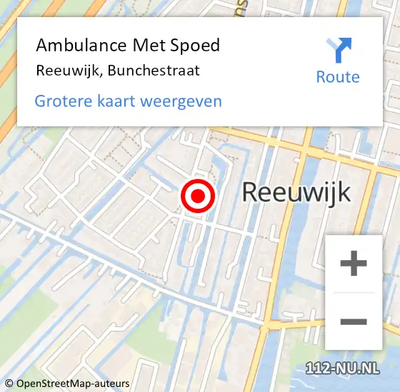 Locatie op kaart van de 112 melding: Ambulance Met Spoed Naar Reeuwijk, Bunchestraat op 21 april 2024 09:24