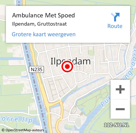 Locatie op kaart van de 112 melding: Ambulance Met Spoed Naar Ilpendam, Gruttostraat op 21 april 2024 09:30