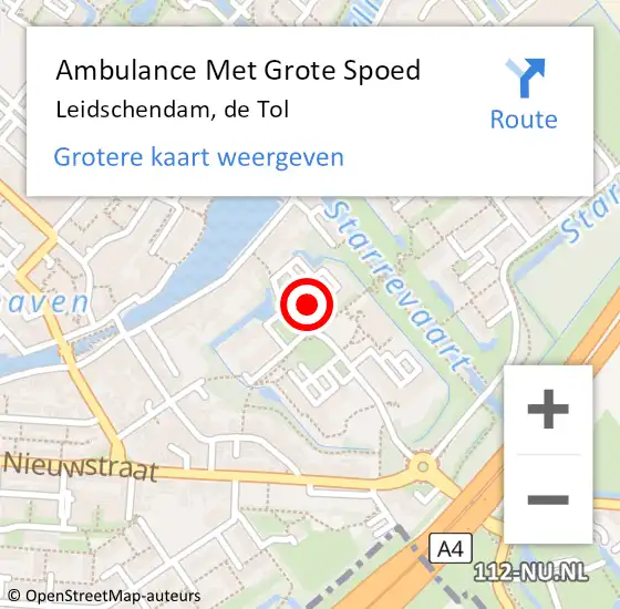 Locatie op kaart van de 112 melding: Ambulance Met Grote Spoed Naar Leidschendam, de Tol op 21 april 2024 09:38
