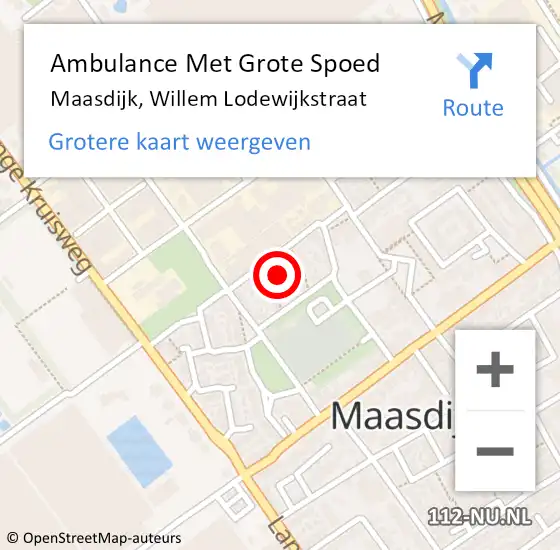 Locatie op kaart van de 112 melding: Ambulance Met Grote Spoed Naar Maasdijk, Willem Lodewijkstraat op 21 april 2024 10:17