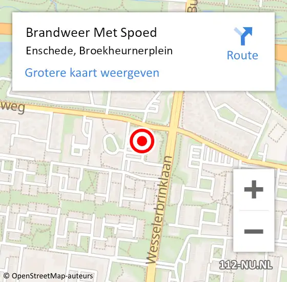 Locatie op kaart van de 112 melding: Brandweer Met Spoed Naar Enschede, Broekheurnerplein op 21 april 2024 10:40