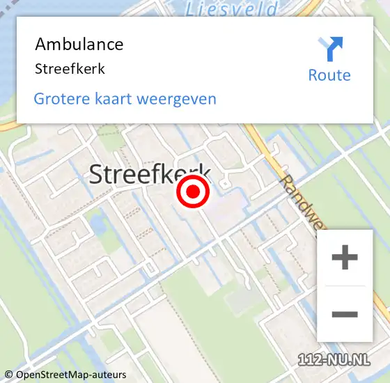 Locatie op kaart van de 112 melding: Ambulance Streefkerk op 21 april 2024 11:16