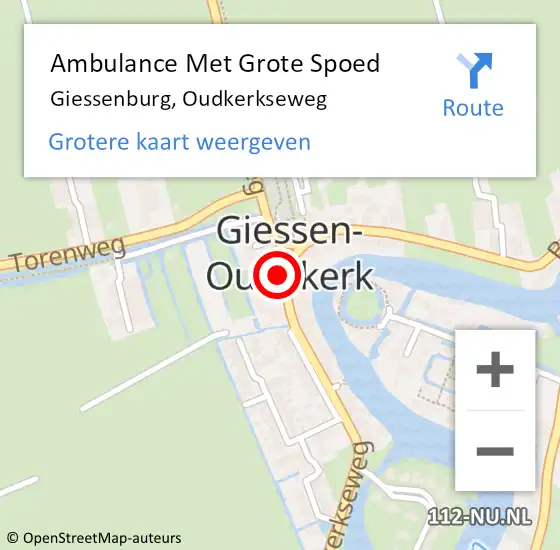 Locatie op kaart van de 112 melding: Ambulance Met Grote Spoed Naar Giessenburg, Oudkerkseweg op 21 april 2024 12:00