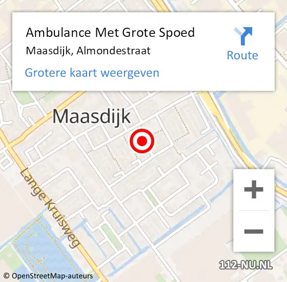 Locatie op kaart van de 112 melding: Ambulance Met Grote Spoed Naar Maasdijk, Almondestraat op 21 april 2024 12:21
