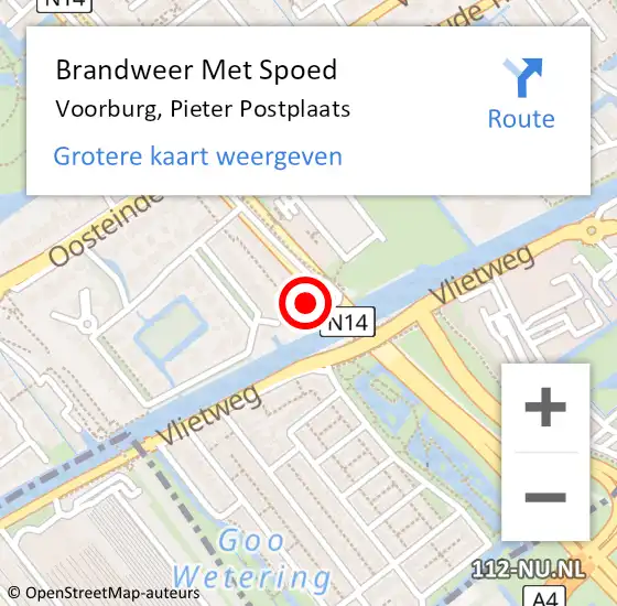 Locatie op kaart van de 112 melding: Brandweer Met Spoed Naar Voorburg, Pieter Postplaats op 21 april 2024 12:35