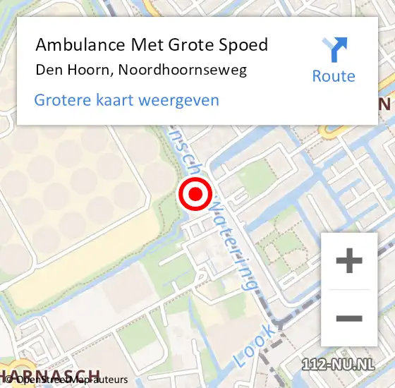 Locatie op kaart van de 112 melding: Ambulance Met Grote Spoed Naar Den Hoorn, Noordhoornseweg op 21 april 2024 12:51