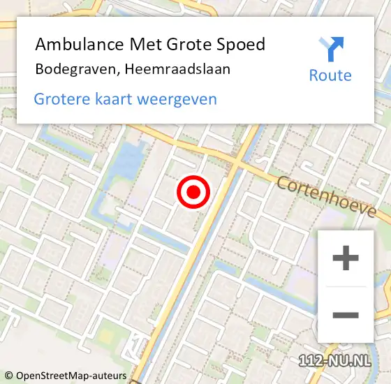 Locatie op kaart van de 112 melding: Ambulance Met Grote Spoed Naar Bodegraven, Heemraadslaan op 21 april 2024 12:54