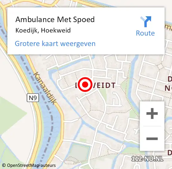 Locatie op kaart van de 112 melding: Ambulance Met Spoed Naar Koedijk, Hoekweid op 21 april 2024 13:19