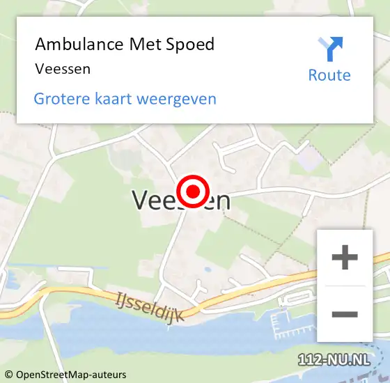 Locatie op kaart van de 112 melding: Ambulance Met Spoed Naar Veessen op 21 april 2024 13:20