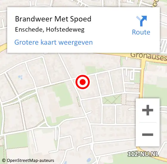 Locatie op kaart van de 112 melding: Brandweer Met Spoed Naar Enschede, Hofstedeweg op 21 april 2024 13:29